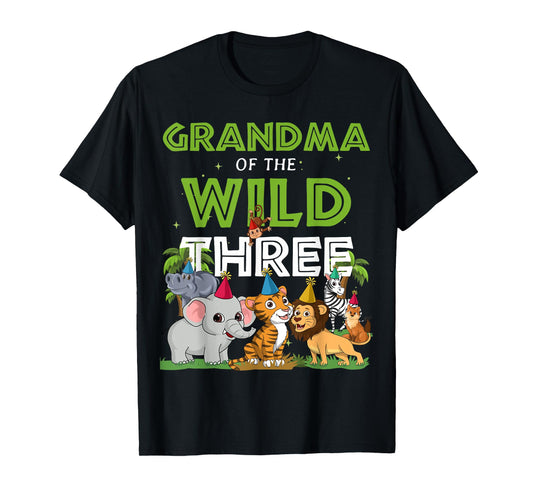 Grandma of the Wild Three Zoo Birthday Safari Jungle Animal T-Shirt