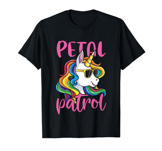 Flower Girl Shirt Wedding Unicorn Petal Patrol T-Shirt