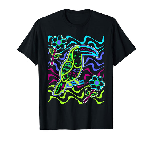 Toucan Bird Aracari Toucanet Mola Art by Panama Kuna Tribe T-Shirt