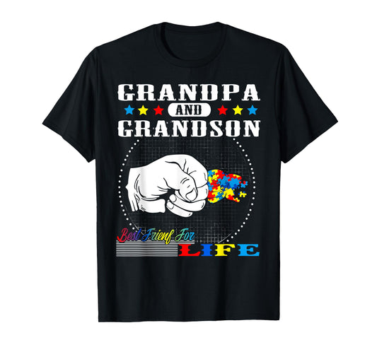 Autism Awareness Grandpa Grandson Best Friend for Life Gift T-Shirt
