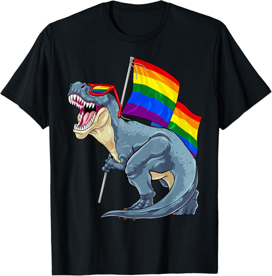 Dinosaur Gay Homosaurus Flag LGBT T Rex Lesbian Pride Month T-Shirt
