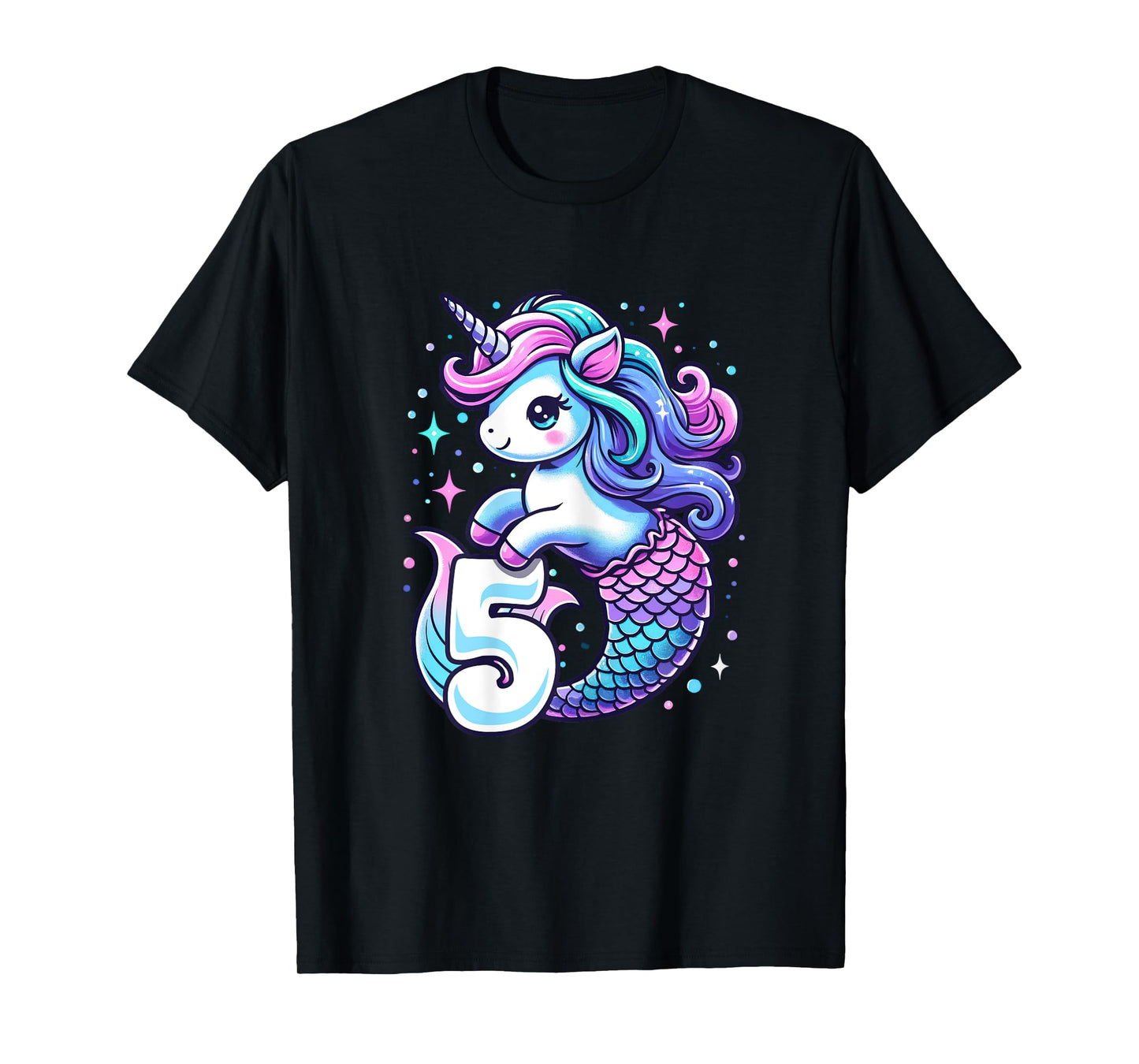 Unicorn Mermaid 5th Birthday 5 Year Old Party Girls Outfit T-Shirt