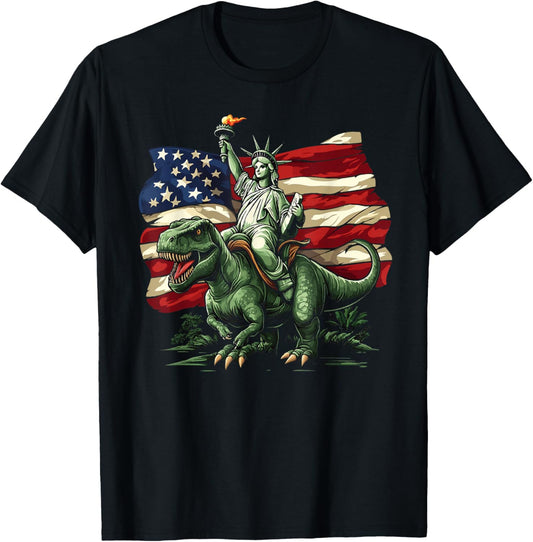 Patriotic Liberty Dino - Funny 4th of July Dinosaur T-Shirt