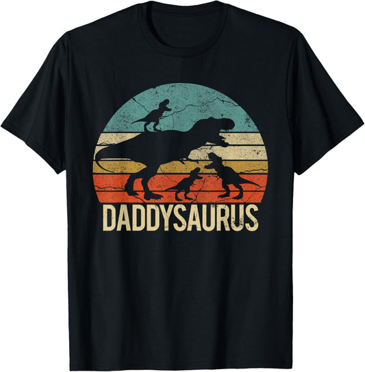Daddy Dinosaur Daddysaurus 3 three Kids xmas christmas Gift T-Shirt