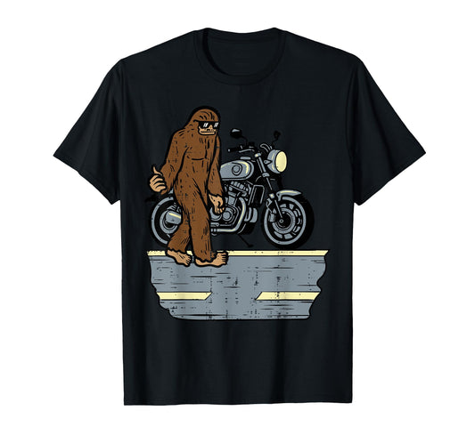 Biker Bigfoot Sasquatch Motorcycle Motorbike Men Kids Women T-Shirt