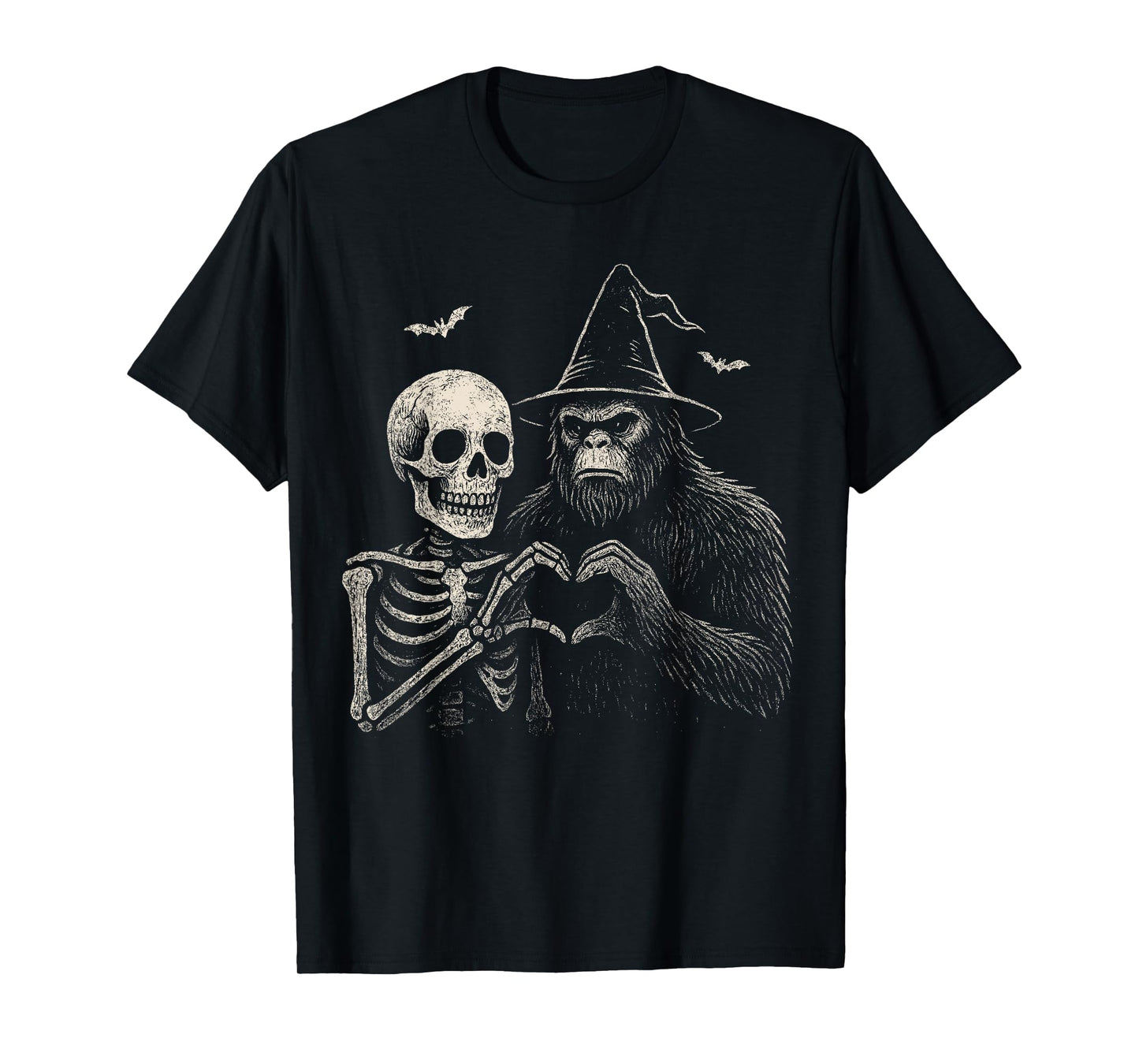 Funny Bigfoot Sasquatch Skeleton Halloween Love Men Spooky T-Shirt