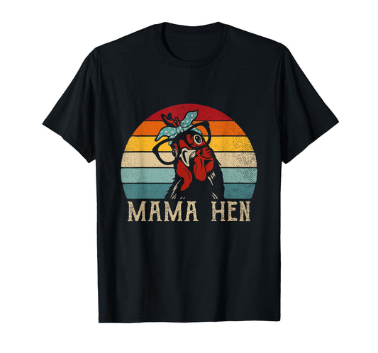 Funny Mama Hen Apparel 80s Vintage Retro Chicken Mom Mother T-Shirt
