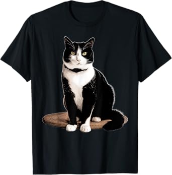 Cat Tuxedo Cat T-Shirt, Women's, Black, Small, Short Sleeve, Classic Fit, Tuxedo Cat Design
