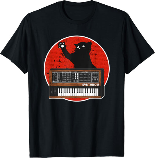 Cat Japanese Waveform ADSR Synth Vintage Analog Synthesizer T-Shirt