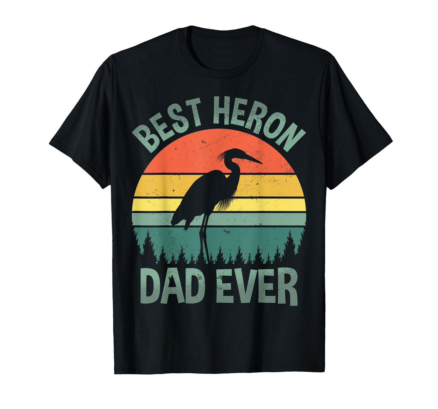 Best Heron Dad Ever - Retro Mens Blue Heron Bird Lover Dad T-Shirt