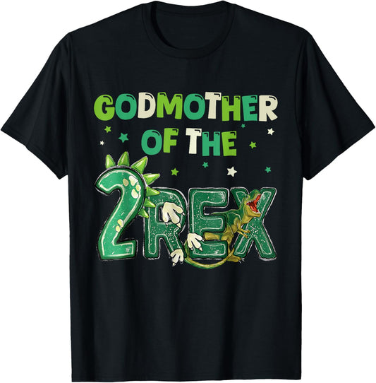 Godmother of the Two Rex Birthday Dinosaur Family Matching T-Shirt
