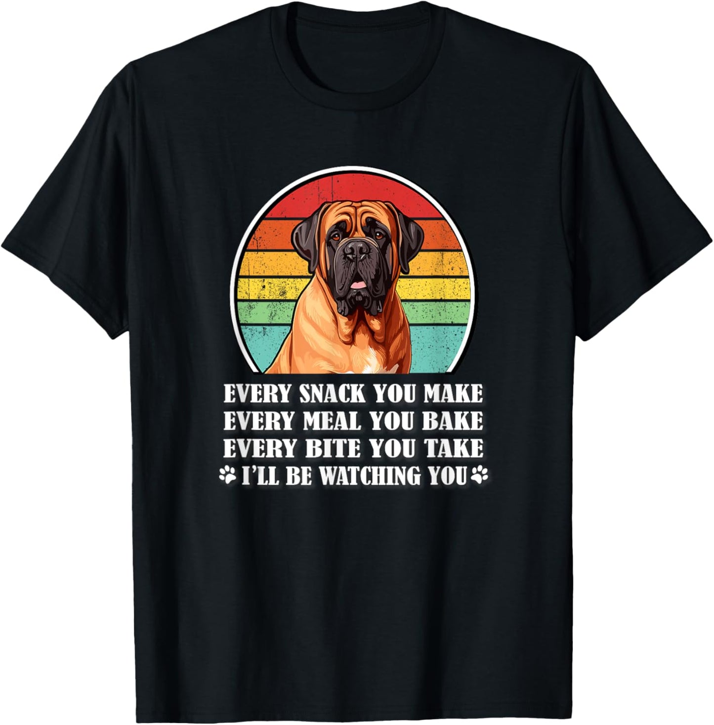Retro Vintage Every Snack English Mastiff Lover T-Shirt