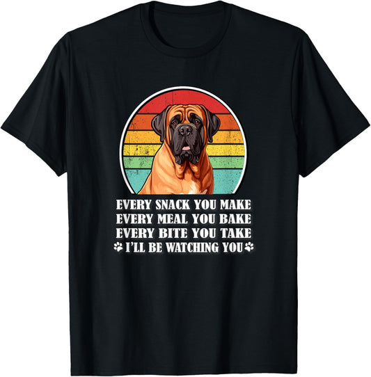 Retro Vintage Every Snack English Mastiff Lover T-Shirt