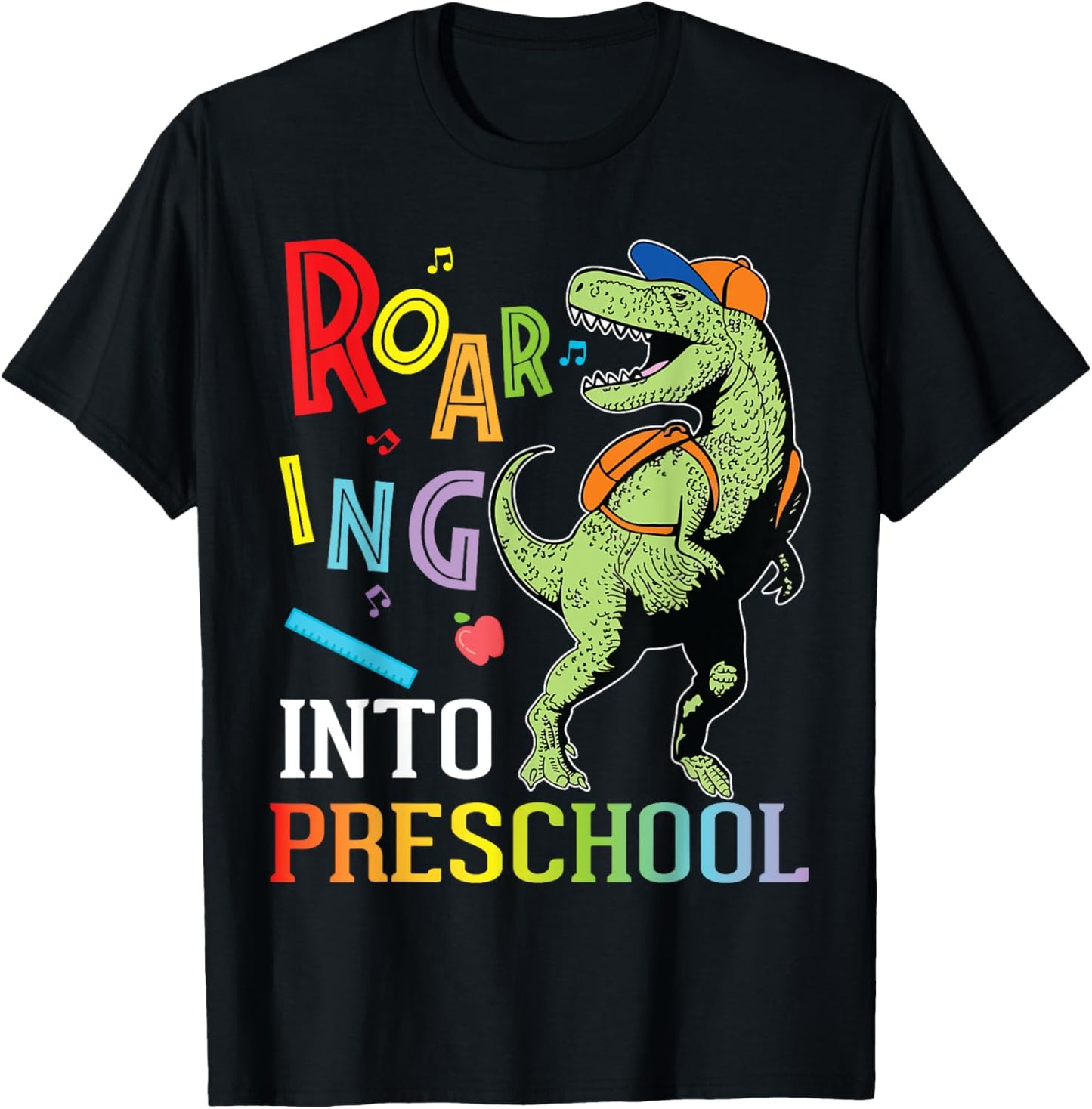 Dinosaur Student Roaring Into Preschool First Day Of School T-Shirt