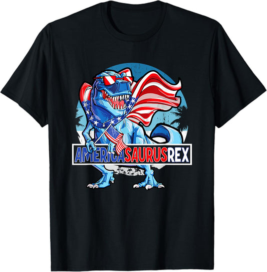 Americasaurus Rex US Flag 4th of July T-Shirt for Women Kids Men