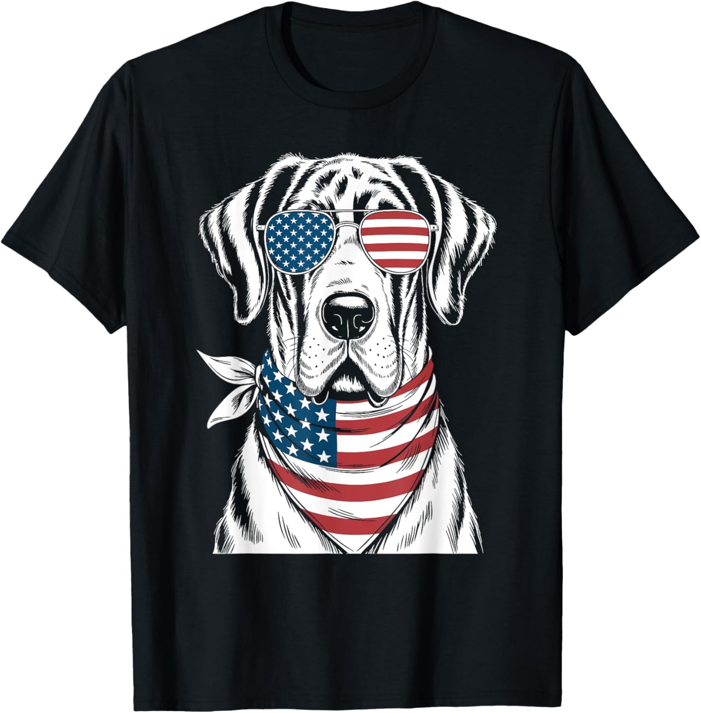 Great Dane Dog USA Flag Sunglasses Patriotic 4th of July T-Shirt