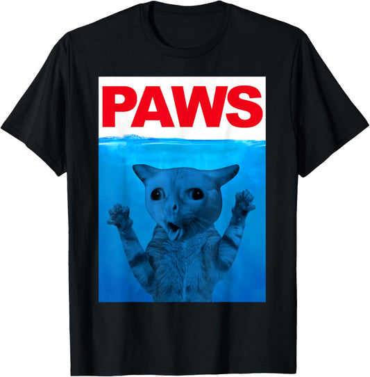 Paws Cat Meme Humor Funny Kitty Lover Funny Cats Dads Mom T-Shirt