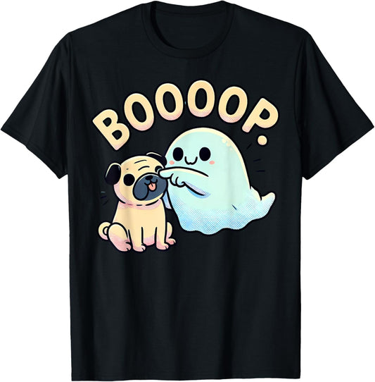 Funny Halloween Ghost Pug Boop Silly Puppy Dog Humor T-Shirt