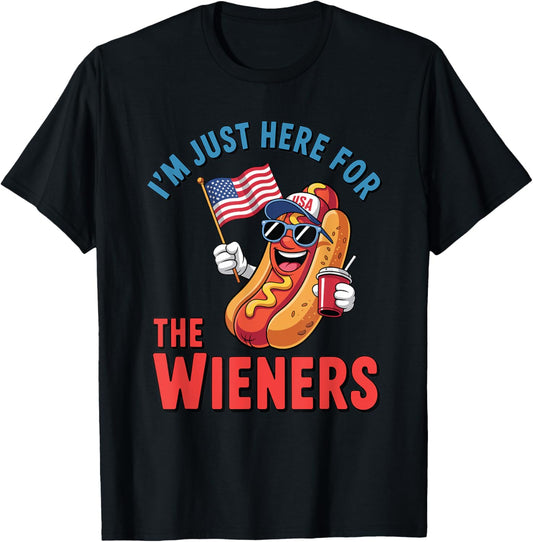 I'm Just Here For The Wieners Funny Hotdog 4th of July T-Shirt