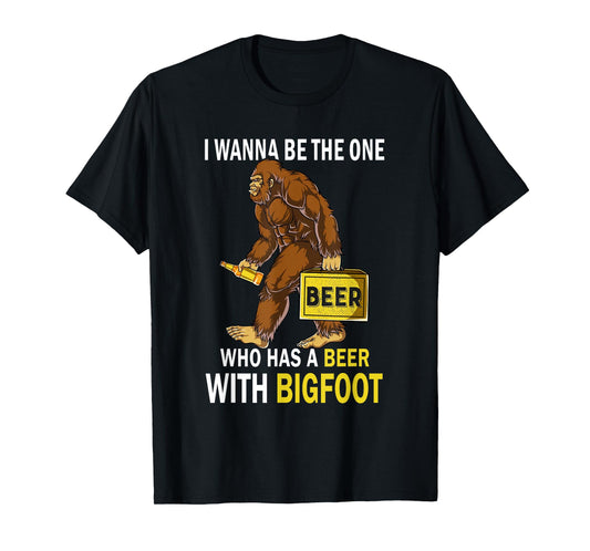 Beer With Bigfoot Idea Gift Sasquatch Man's T-shirt T-Shirt