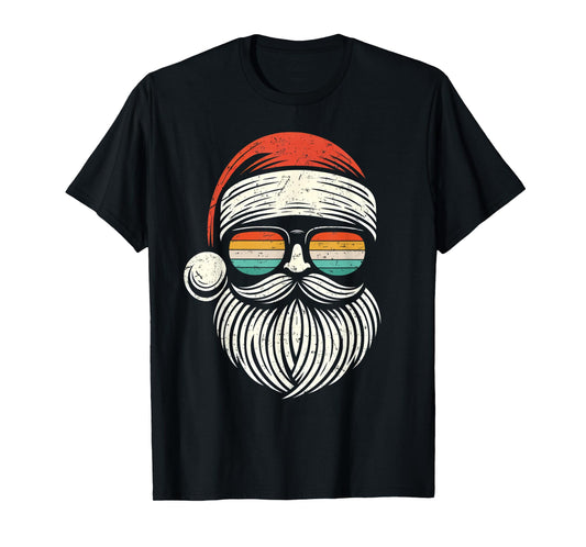Christmas Santa Face Retro Sunglasses Xmas Men Women Kids T-Shirt