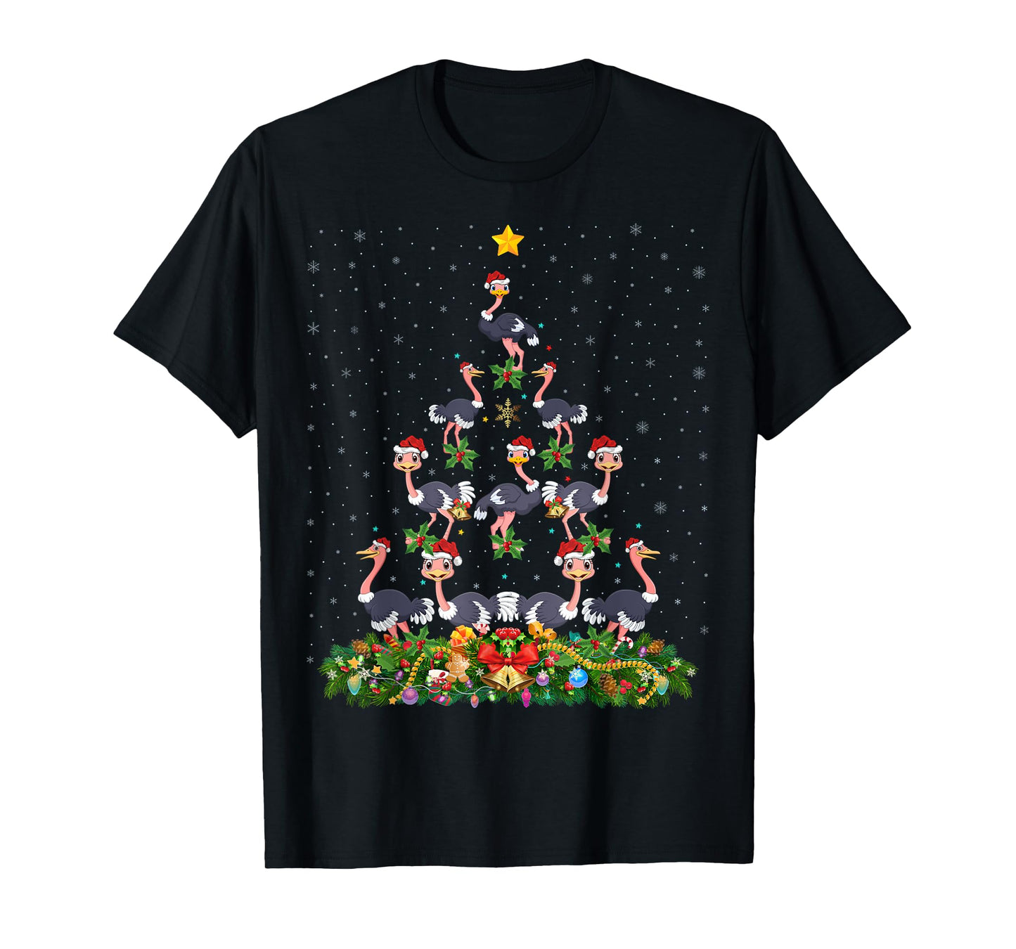 Ostrich Bird Xmas Tree Gift Santa Hat Ostrich Christmas T-Shirt