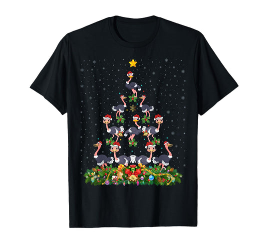 Ostrich Bird Xmas Tree Gift Santa Hat Ostrich Christmas T-Shirt