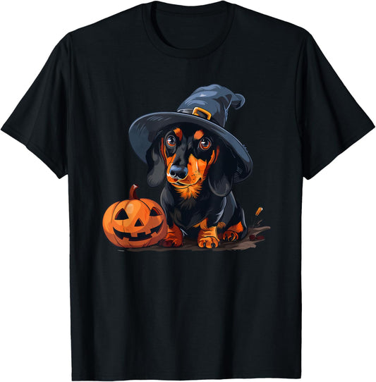 Cute Halloween Costume Dachshund Witch Dog Lover Design T-Shirt