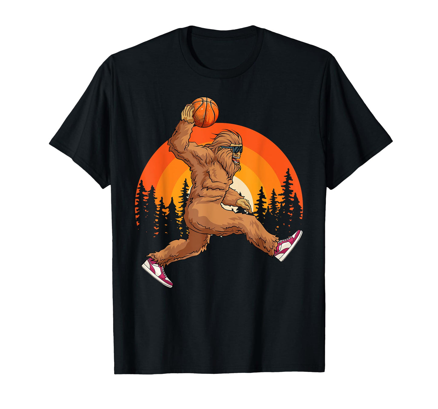 Bigfoot Basketball Vintage Retro Baller Sasquatch Big Foot T-Shirt