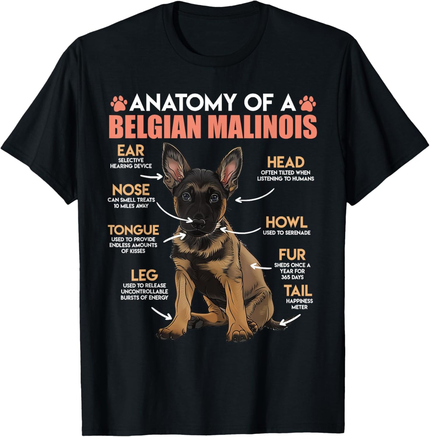 ANATOMY OF A MALINOIS Belgian Shepherd Dog Owners T-Shirt