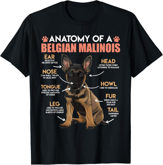 ANATOMY OF A MALINOIS Belgian Shepherd Dog Owners T-Shirt