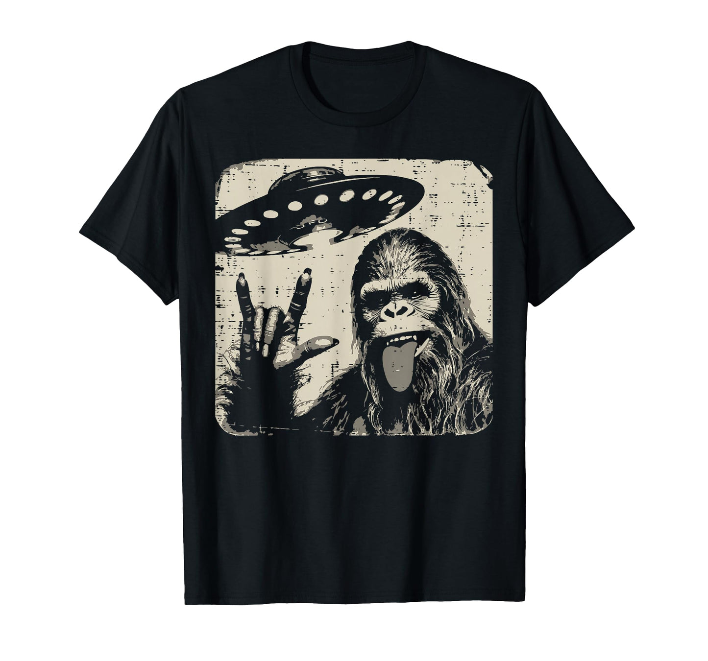 Sasquatch Rocker Ufo Selfie Funny Bigfoot Rock Boys Kids Men T-Shirt