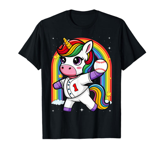 Unicorn Baseball Rainbow Baseball Lover I Unicorn Baseball T-Shirt