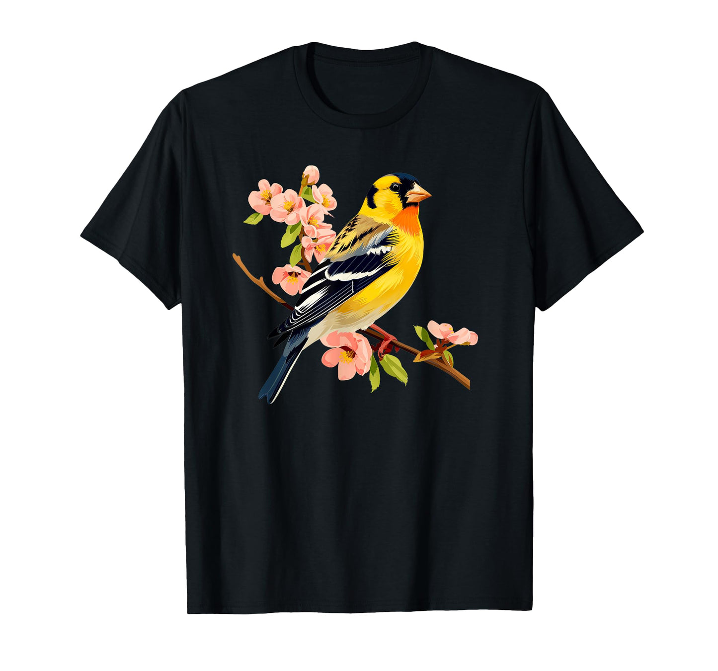 Cute Yellow Goldfinch Floral American GoldFinch T-Shirt