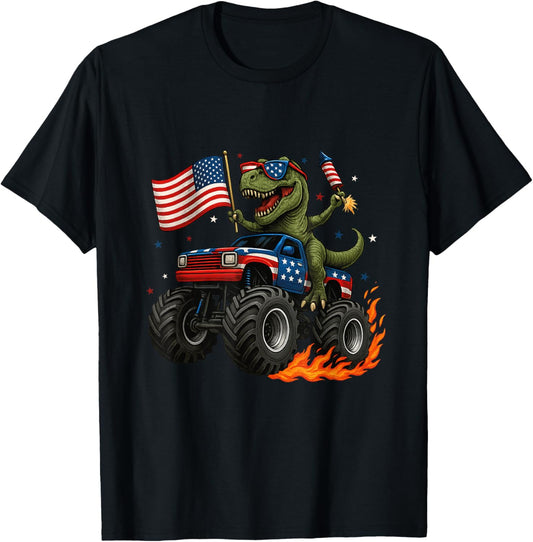 Dinosaur Fourth 4th Of July Kids Boys Men Amerisaurus T Rex T-Shirt