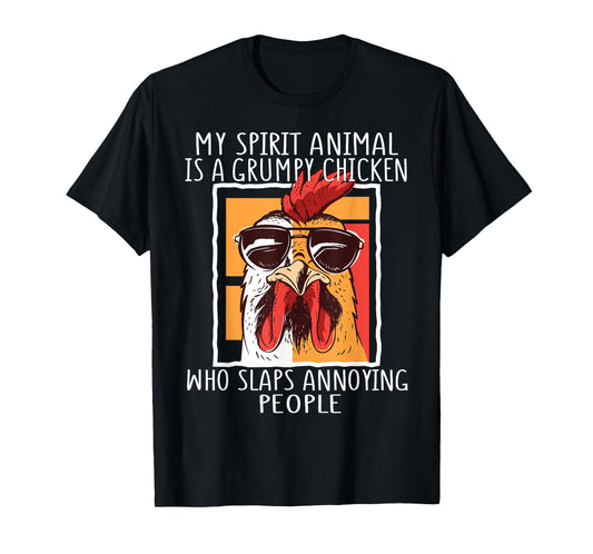 My Spirit Animal Is A Grumpy Chicken Funny Retro Vintage T-Shirt