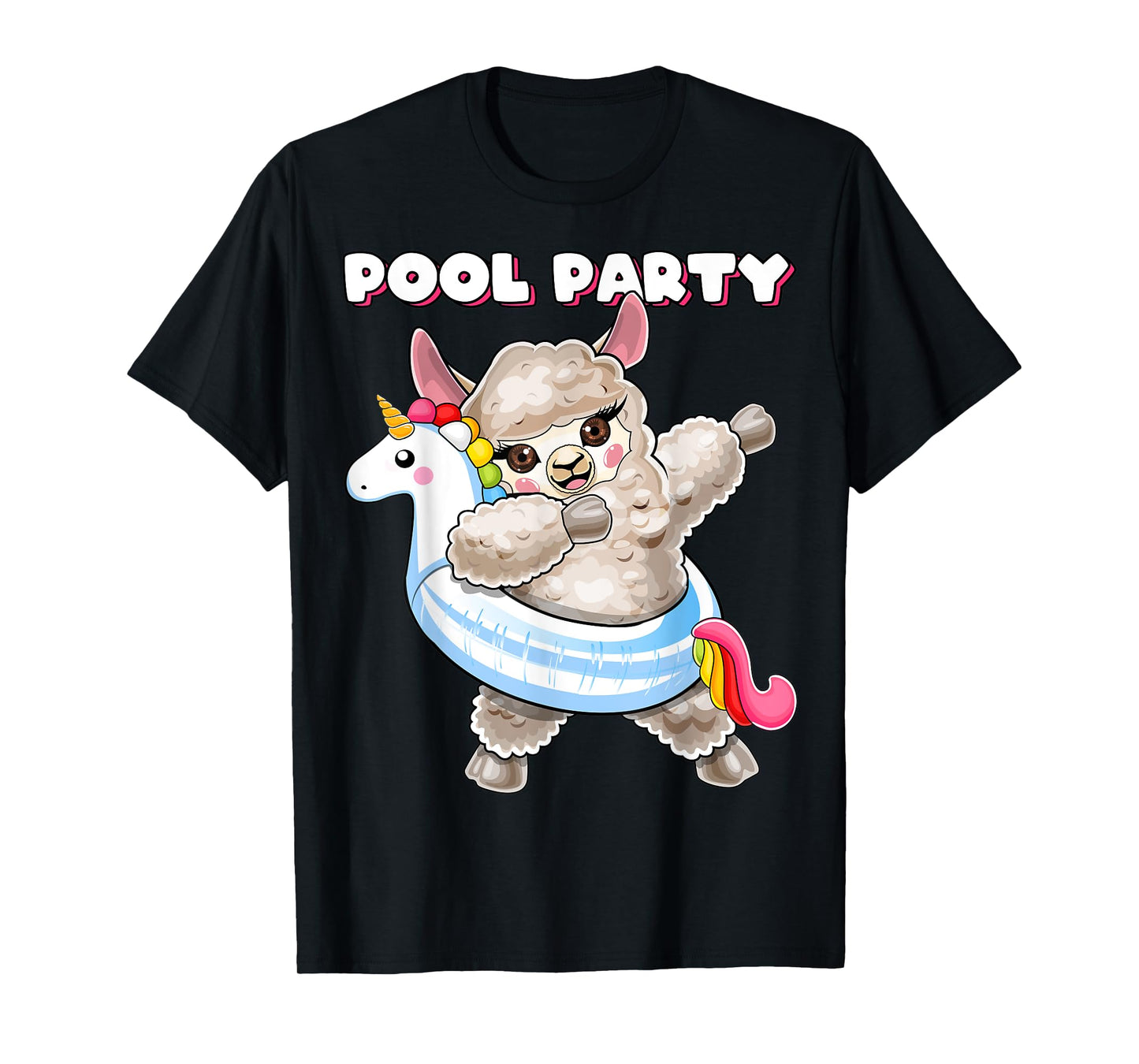 Pool Party Unicorn Float Dabbing Llama Girls Women Summer T-Shirt