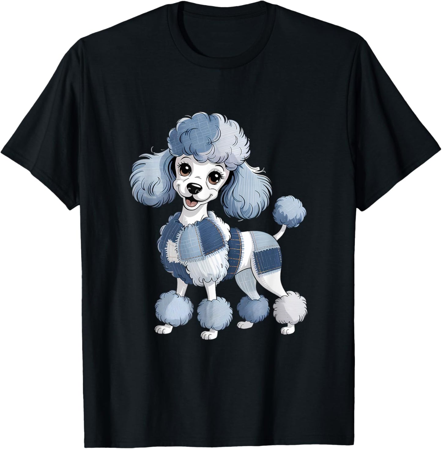 Retro Funny Denim Patch Animal Dog T-Shirt