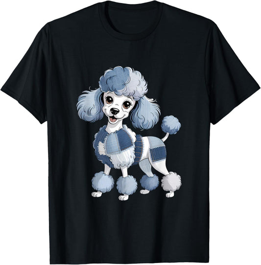 Retro Funny Denim Patch Animal Dog T-Shirt