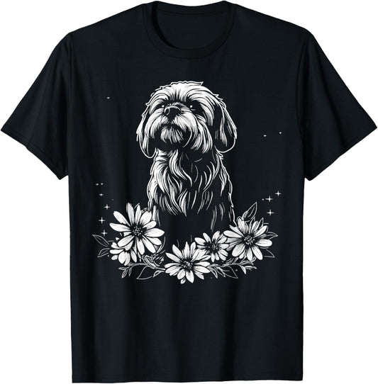 Retro Tattoo Style Lhasa Apso Dog Lover T-Shirt
