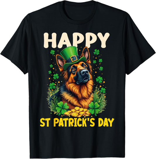 Happy St Patrick's Day German Shepherd Dog St Patricks Funny T-Shirt
