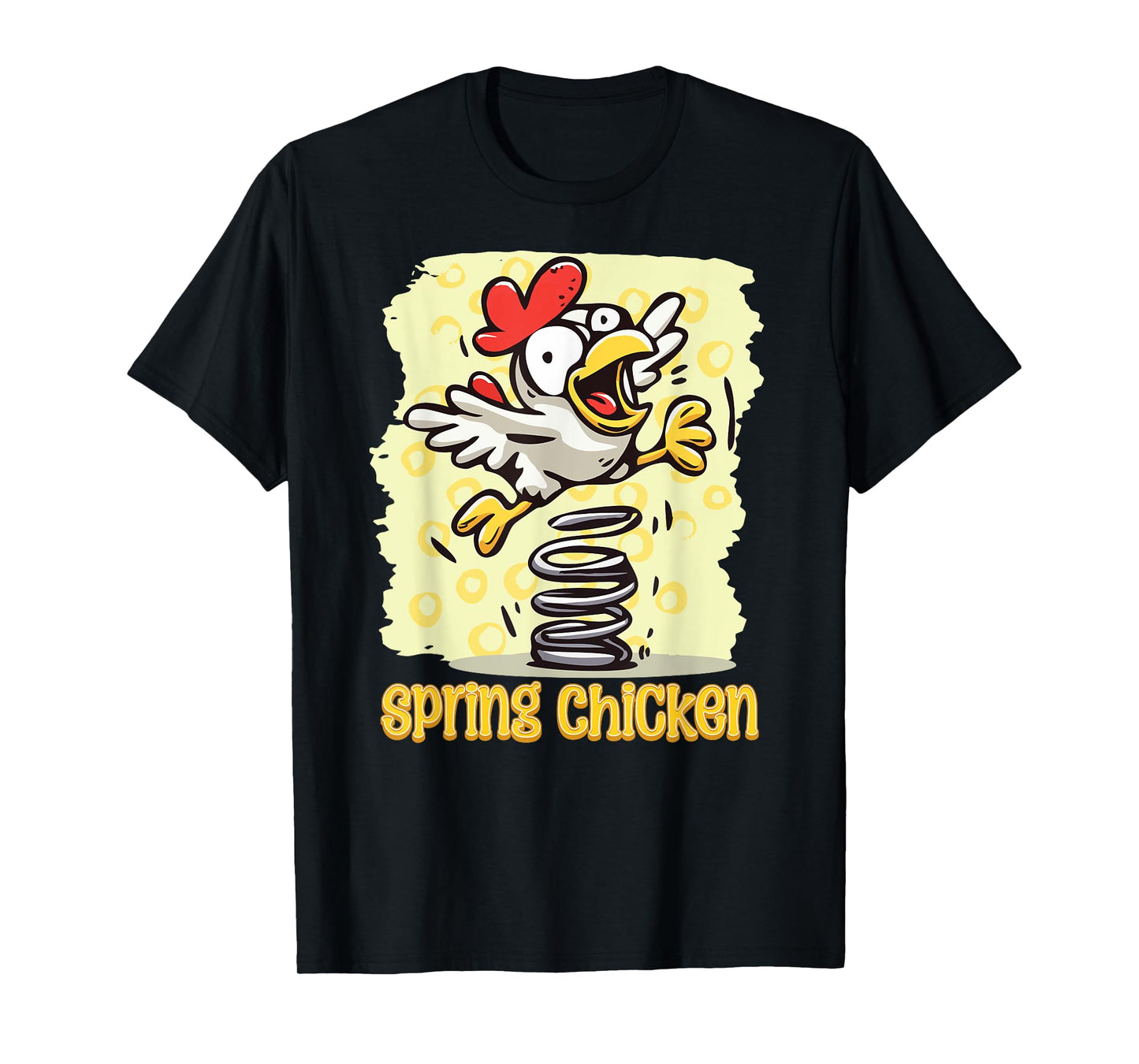 Spring Chicken Bouncy Flying Funny Gag Cartoon T-Shirt