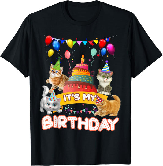 It's My Birthday Cat and Kitten Party Day Girl's and Boy's T-Shirt