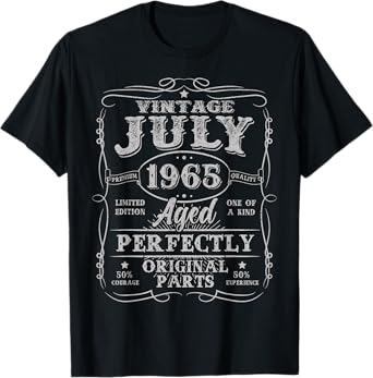 Vintage July 1965 Retro 60 Years Old 60th Birthday Men Women T-Shirt