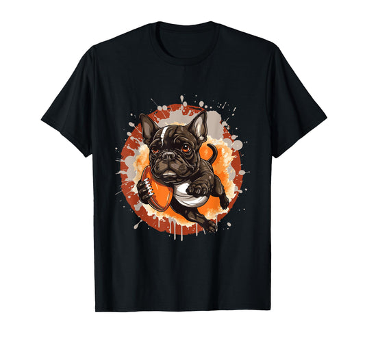 French Bulldog Dog Playing American Football T-Shirt