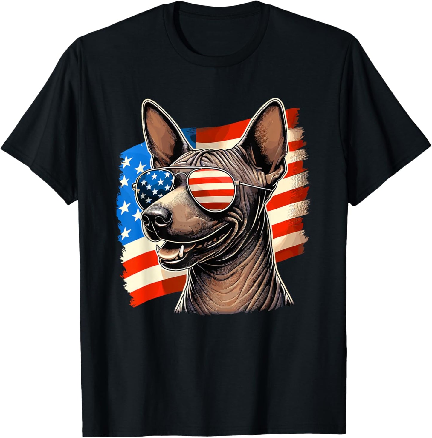 American USA Flag American Hairless Terrier 4th Of July T-Shirt
