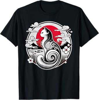 Anime Kawaii Cat Japanese Retro T-Shirt for Men Women Kids