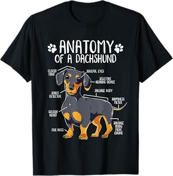 Funny Anatomy Dachshund Wiener Dog Cute Doxie Lover T-Shirt