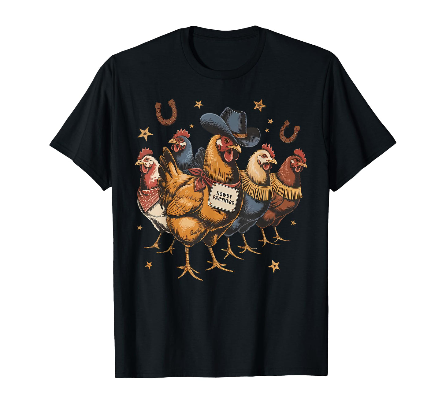 Howdy Partners Chicken Western Cowboy Rodeo Farm Animal T-Shirt