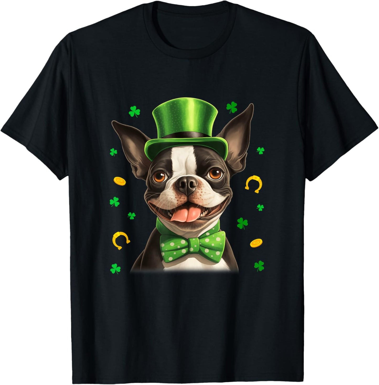 Boston Terrier St Patricks Day Leprechaun Shamrock Irish T-Shirt